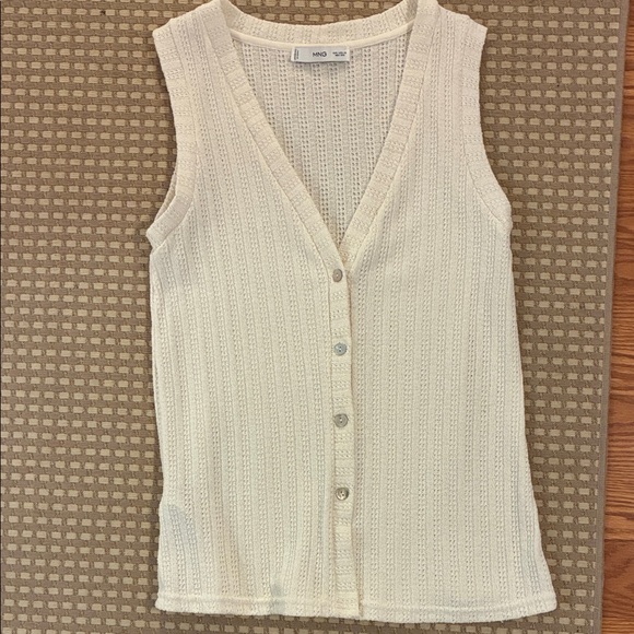 Mango Tops - Mango Women's Ivory Knit Button-Front Tank Vest